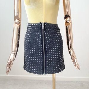 All Saints Black Mini Skirt with Silver Studs SZ 4